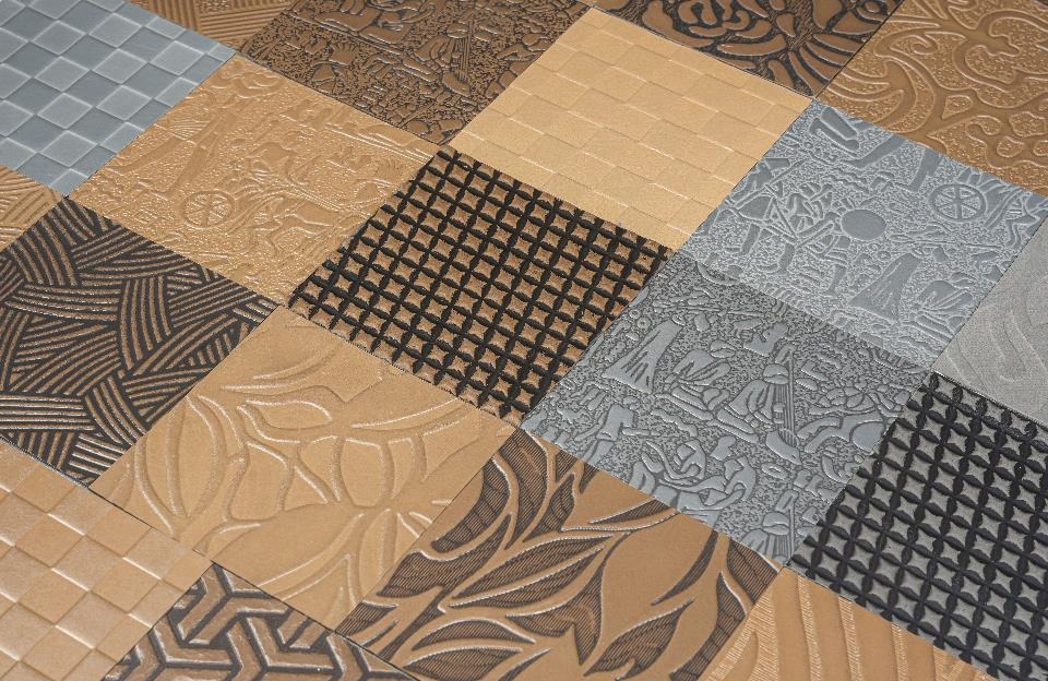 Metallic Bonded surface samples showing dimensional patterns